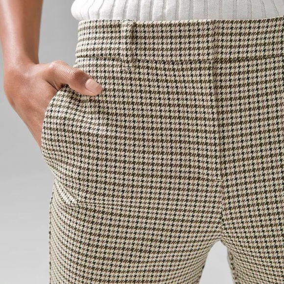 WHBM Elle Slim Ankle Pants Women’s Size 8 Houndstooth Comfort Stretch Career Tan - Picture 2 of 12
